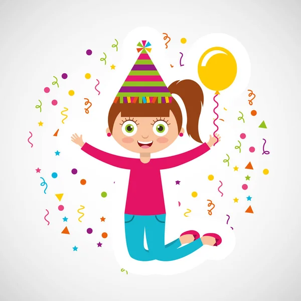 Tarjeta de celebración de cumpleaños feliz con el niño — Archivo Imágenes Vectoriales