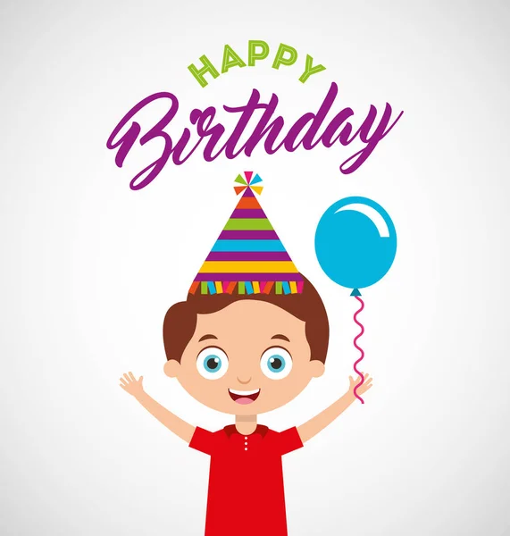 Cartão de celebração de aniversário feliz com criança —  Vetores de Stock