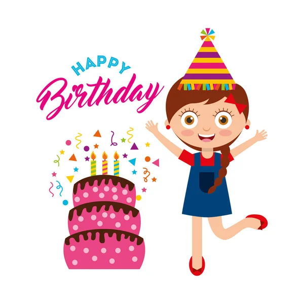 Happy birthday celebration card with kid — Stock Vector