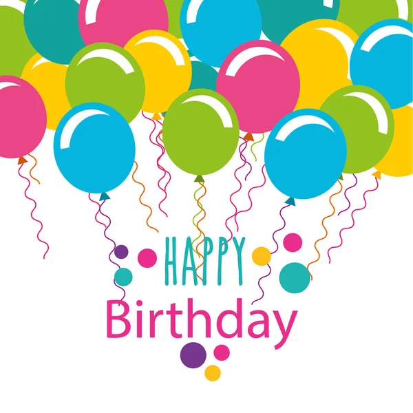 Mutlu doğum günü kutlama kartı balonlar ile — Stok Vektör