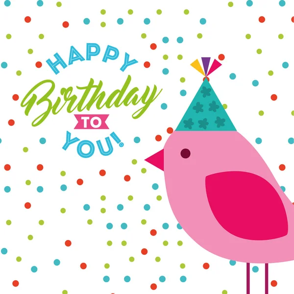 Happy birthday celebration card with bird — Stock Vector