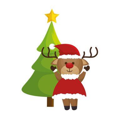 mutlu neşeli Noel Ren geyiği kartı