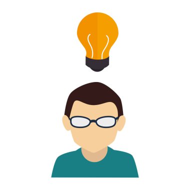 fikir simgesi ile işadamı karakter avatar