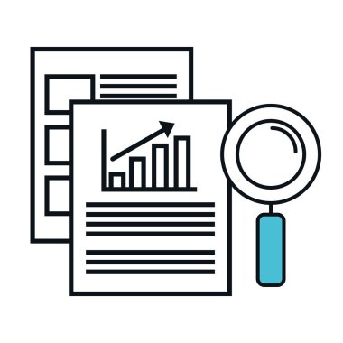 kağıt belge dosyası ile izole büyüteç simgesini