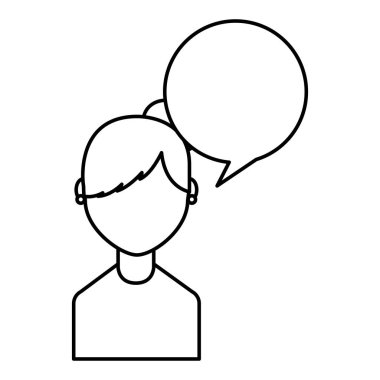 konuşma balonu avatar karakter ile genç adam