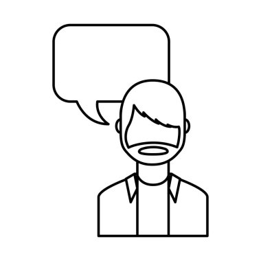konuşma balonu avatar karakter ile genç adam