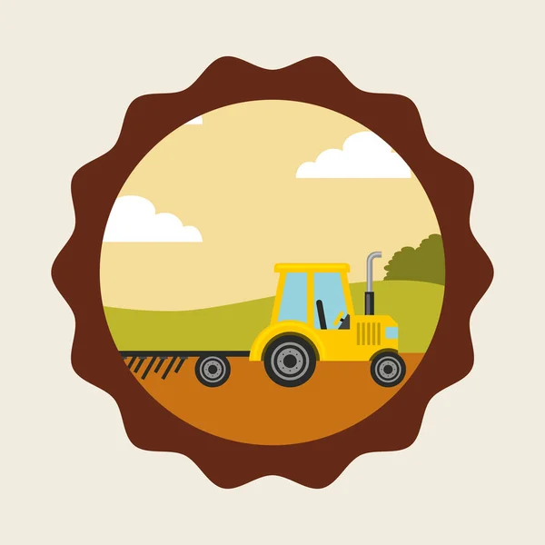 Ikon traktor segar pertanian - Stok Vektor