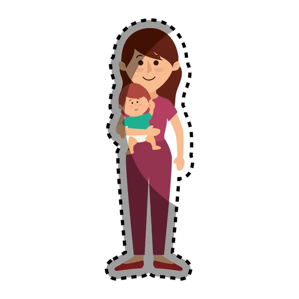 Happy family members silhouette — Stock Vector