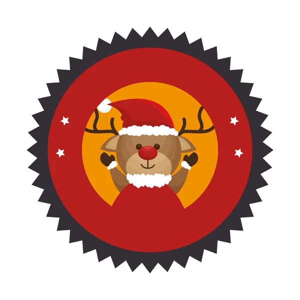 Gelukkig merry christmas reindeer kaart — Stockvector