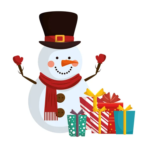 Mutlu neşeli Noel kardan adam kartı — Stok Vektör