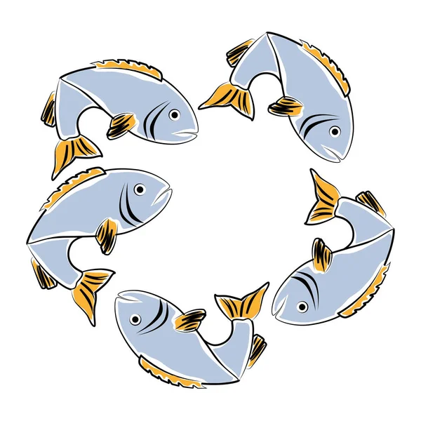 Zee vis embleem pictogram — Stockvector