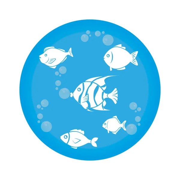 Emblema de peces de mar icono — Archivo Imágenes Vectoriales