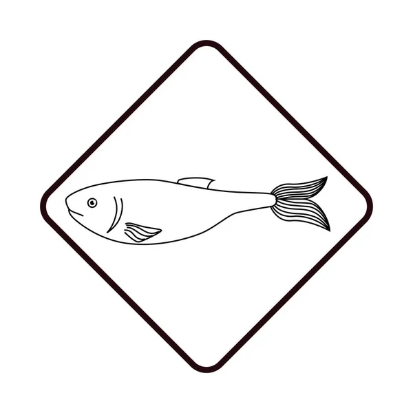 Emblema de peces de mar icono — Vector de stock