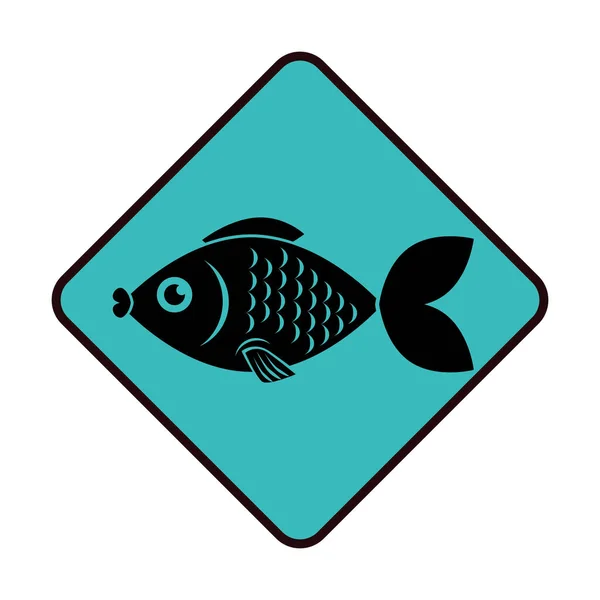 Emblema del pesce di mare icona — Vettoriale Stock