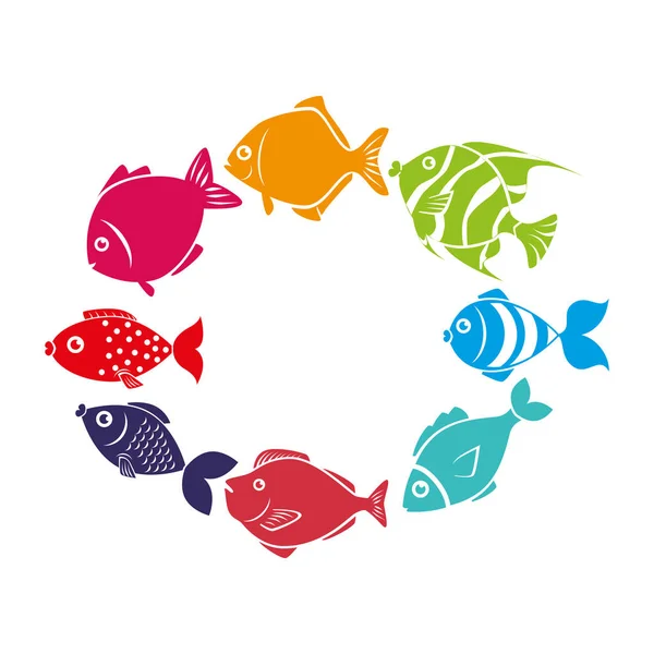 Ícone emblema peixe mar — Vetor de Stock