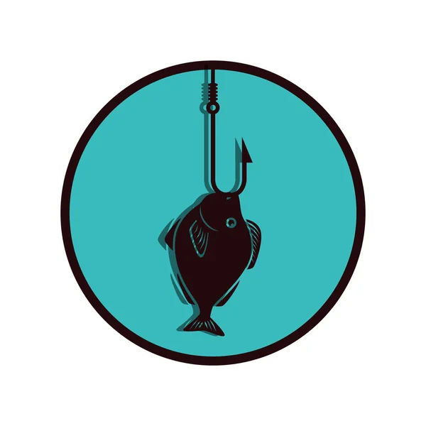 Sea fishing emblem icon — Stock Vector