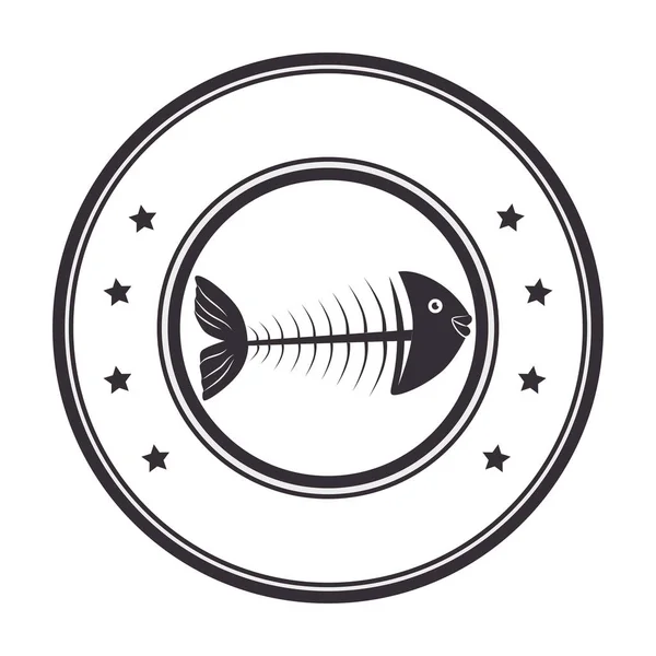 Emblema de peces de mar icono — Vector de stock