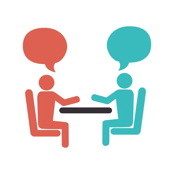 Personas hablando en icono de mesa — Archivo Imágenes Vectoriales