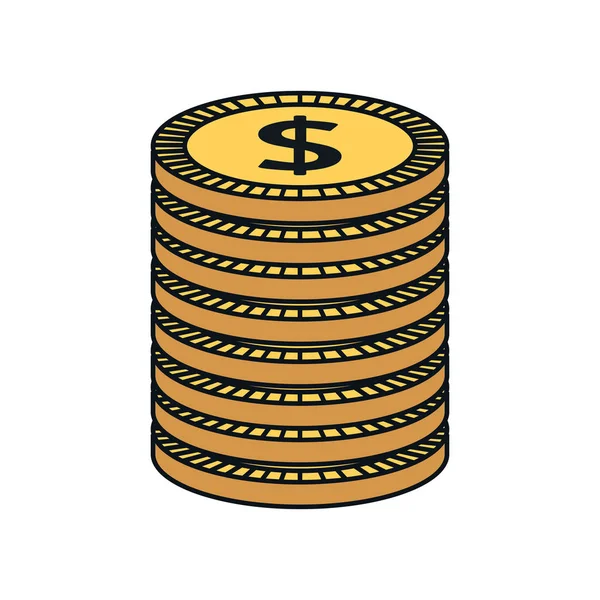 Munt contant geld platte pictogram — Stockvector