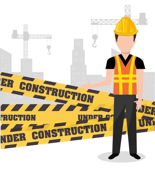 Construcción profesional en obra — Vector de stock