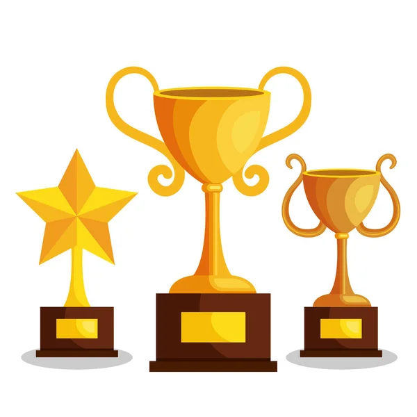 Set trophies competition awards — Stock Vector
