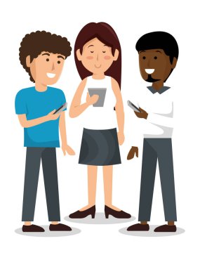 Bir grup insan smartphone kullanarak