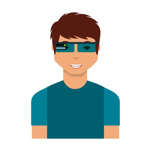 Persona con gafas de realidad aumentada — Archivo Imágenes Vectoriales