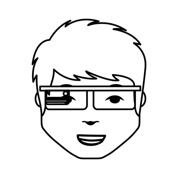 Persona con occhiali di realtà aumentata — Vettoriale Stock