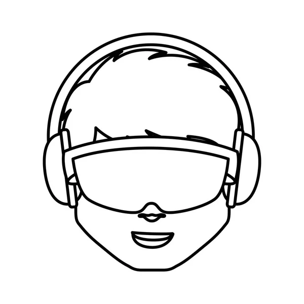 Persona con gafas de realidad aumentada — Vector de stock