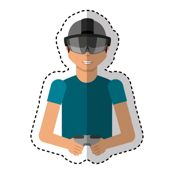 Person with augmented reality glasses — Stock Vector