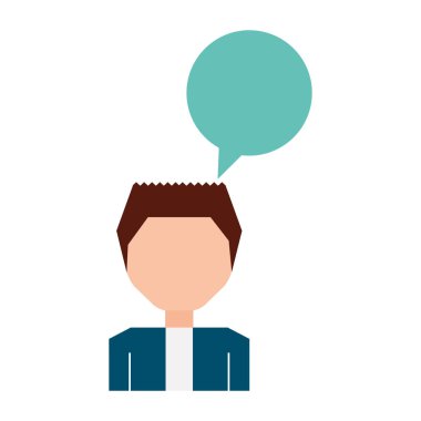 konuşma balonu avatar karakter ile genç adam