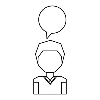 konuşma balonu avatar karakter ile genç adam