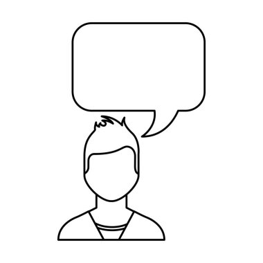 konuşma balonu avatar karakter ile genç adam