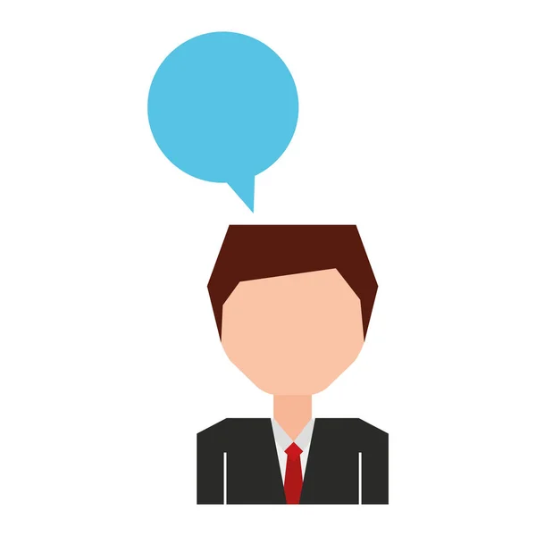 Homme d'affaires avec bulle de parole personnage icône isolée — Image vectorielle