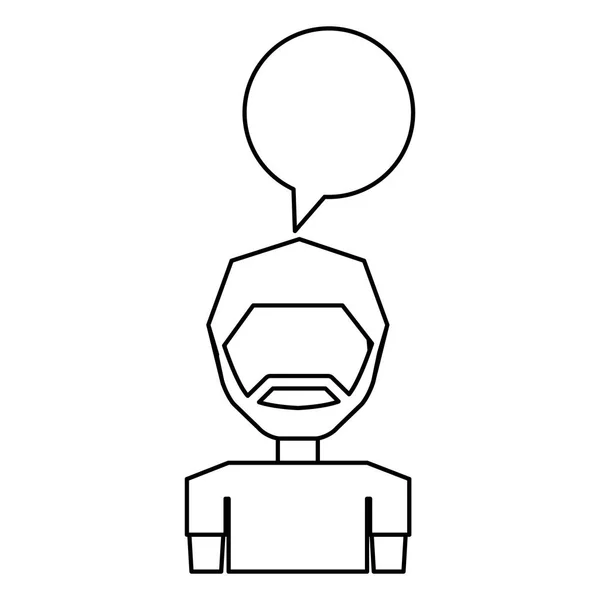 Giovane uomo con personaggio avatar bolla discorso — Vettoriale Stock