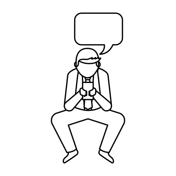 Empresário com ícone de personagem de bolha de fala isolado —  Vetores de Stock