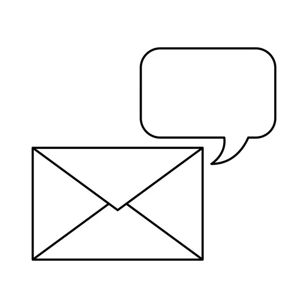 Envelop mail met pictogram spraak-zeepbel — Stockvector