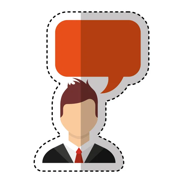 Businessman with speech bubble character isolated icon — Stock Vector
