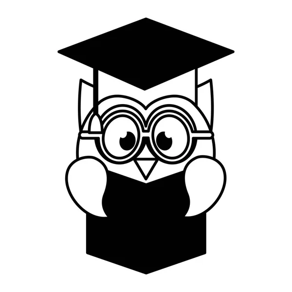 Búho con sombrero de graduación — Vector de stock