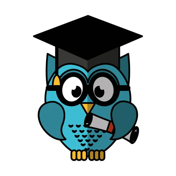 Hibou avec chapeau de graduation — Image vectorielle