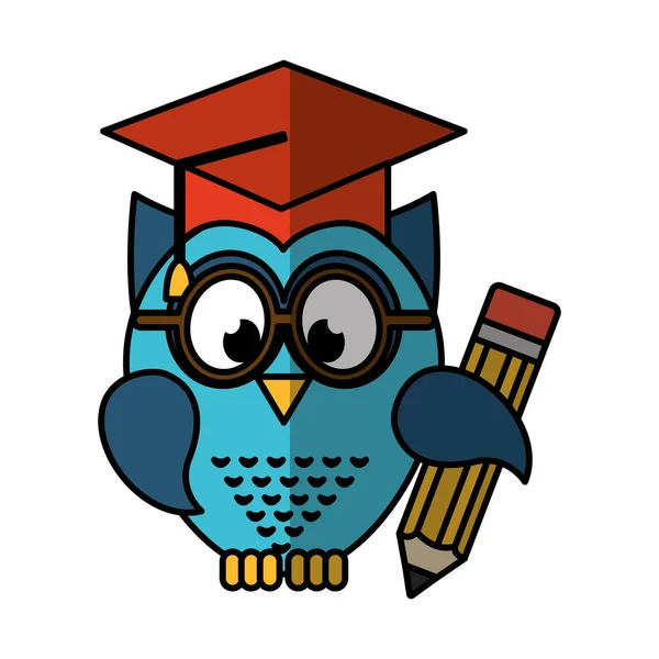 Hibou avec chapeau de graduation — Image vectorielle