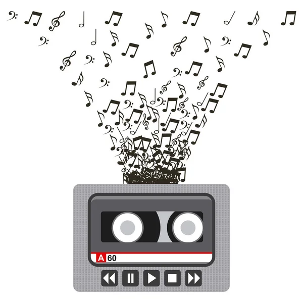 Muziek cassette pictogram — Stockvector