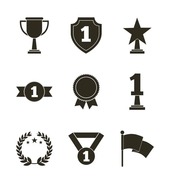 Conjunto de ícones de prêmios vencedores — Vetor de Stock