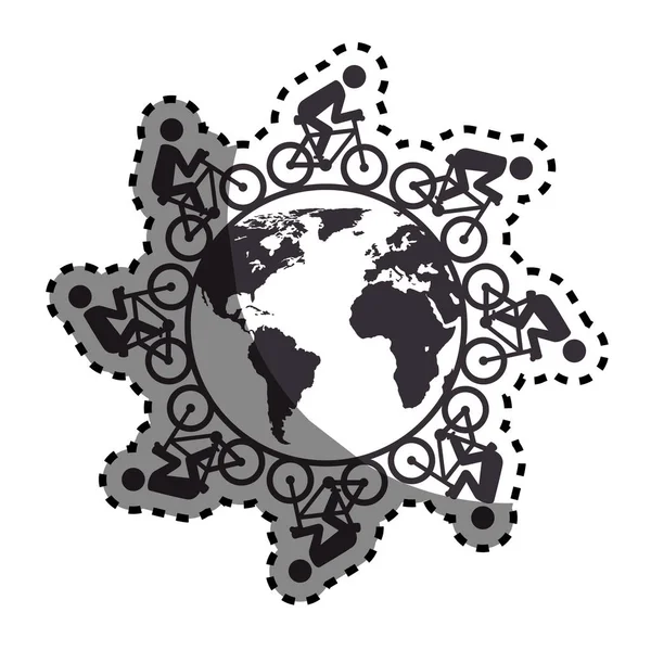 Icono del emblema del deporte ciclista — Vector de stock