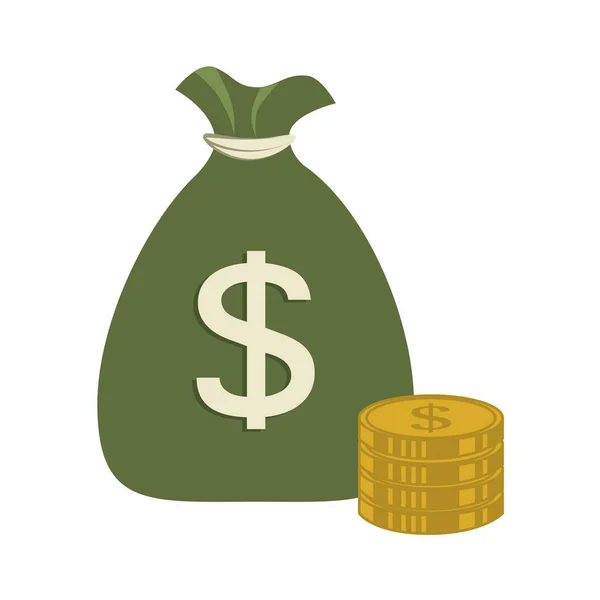 Bolsa de dinero icono aislado — Vector de stock