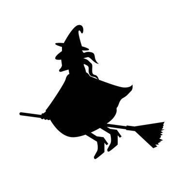 Cadı uçan Cadılar Bayramı kartı