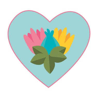 kalp sevgi çiçek kartı dekorasyon ile