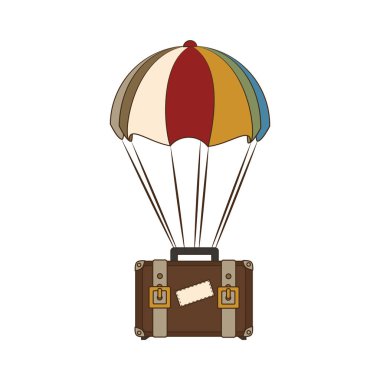 bavul seyahat paraşüt izole simgesiyle