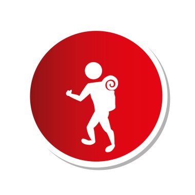 renk yuvarlak çerçeve kamp ekipmanları ile piktogram adamla