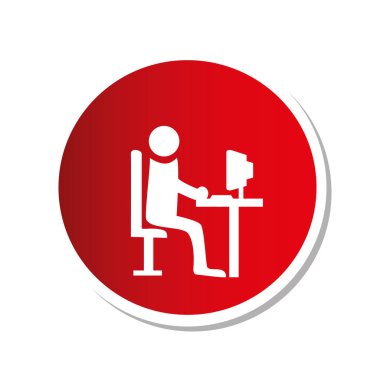 renk yuvarlak çerçeve bilgisayar ile piktogram adamla